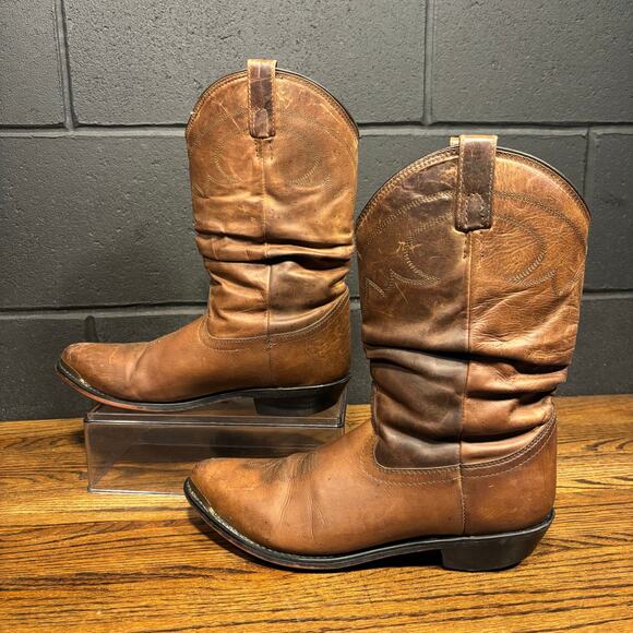 Smoky Mountain Cowboy Boots Men’s 9.5 D Brown Leather Western Distressed Slouch - Picture 1 of 14